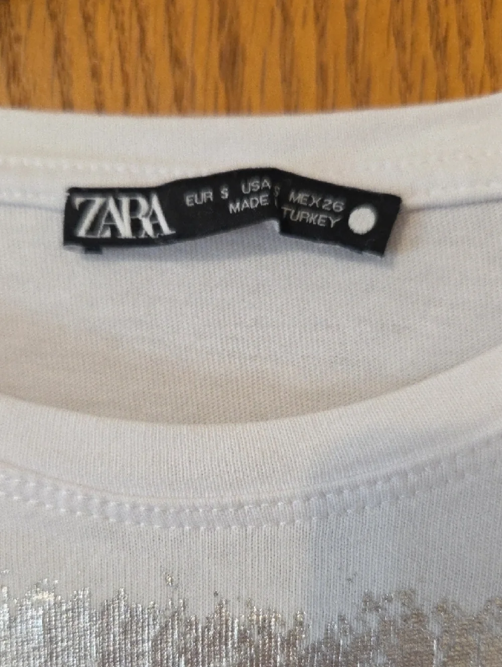 Zara White Tee with Silver Foil Front - Picture 2 of 6